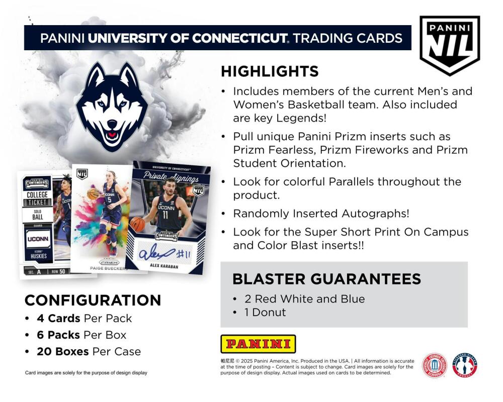 2024-25 Panini UConn Collegiate Basketball 6-Pack Blaster Box Image 5