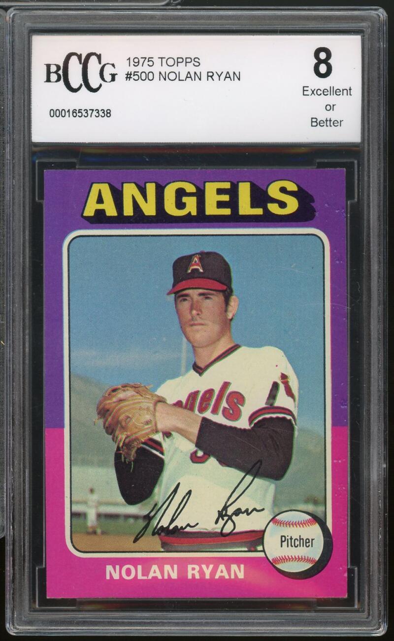 1975 Topps #500 Nolan Ryan Card BGS BCCG 8 Excellent+ Image 1