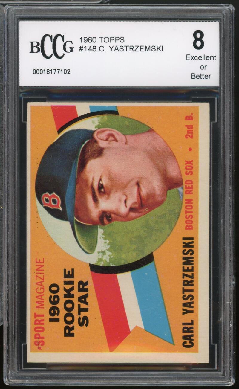 1960 Topps #148 Carl Yastrzemski Rookie Card BGS BCCG 8 Excellent+ Image 1