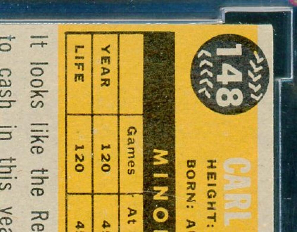 1960 Topps #148 Carl Yastrzemski Rookie Card BGS BCCG 8 Excellent+ Image 8