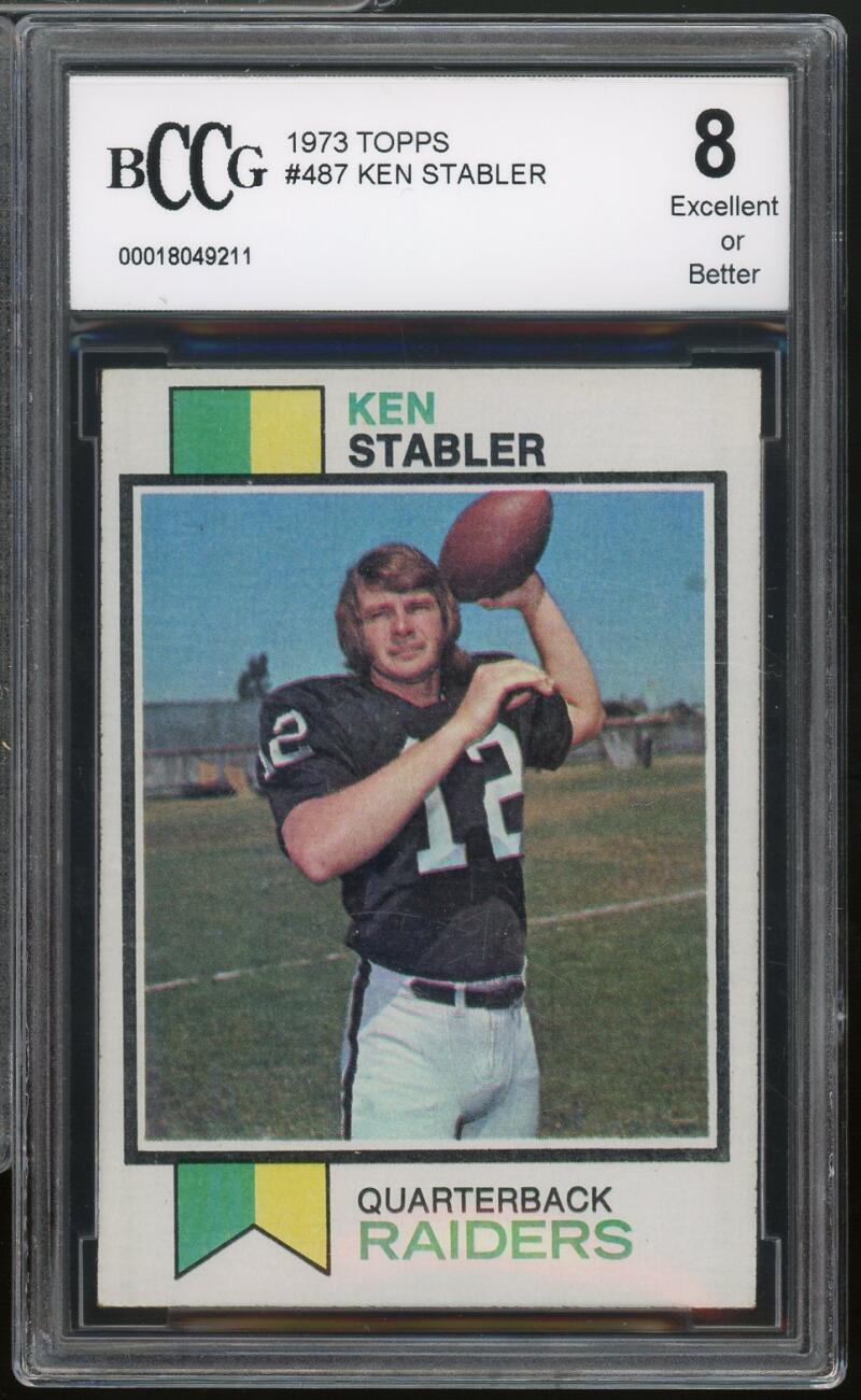 1973 Topps #487 Ken Stabler Rookie Card BGS BCCG 8 Excellent+ Image 1