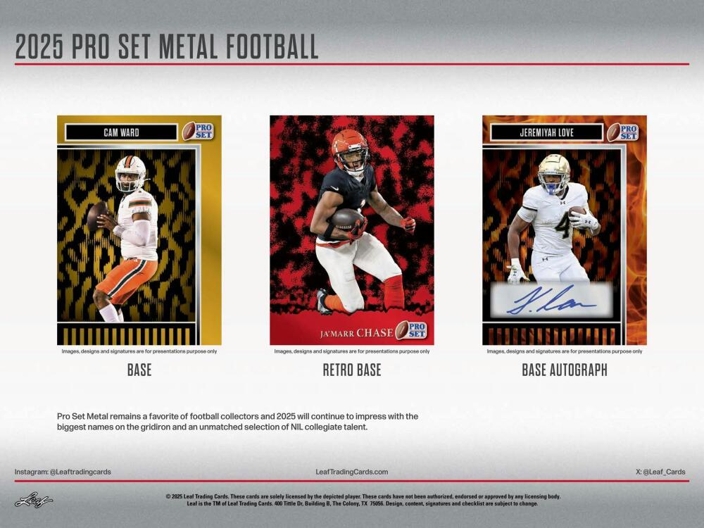 2025 Leaf Pro Set Metal Football Hobby Box Image 3