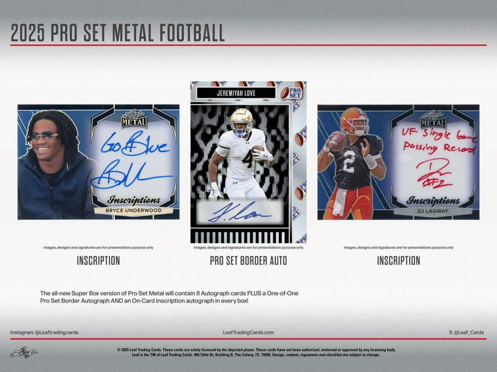2025 Leaf Pro Set Metal Football Hobby Box Image 7