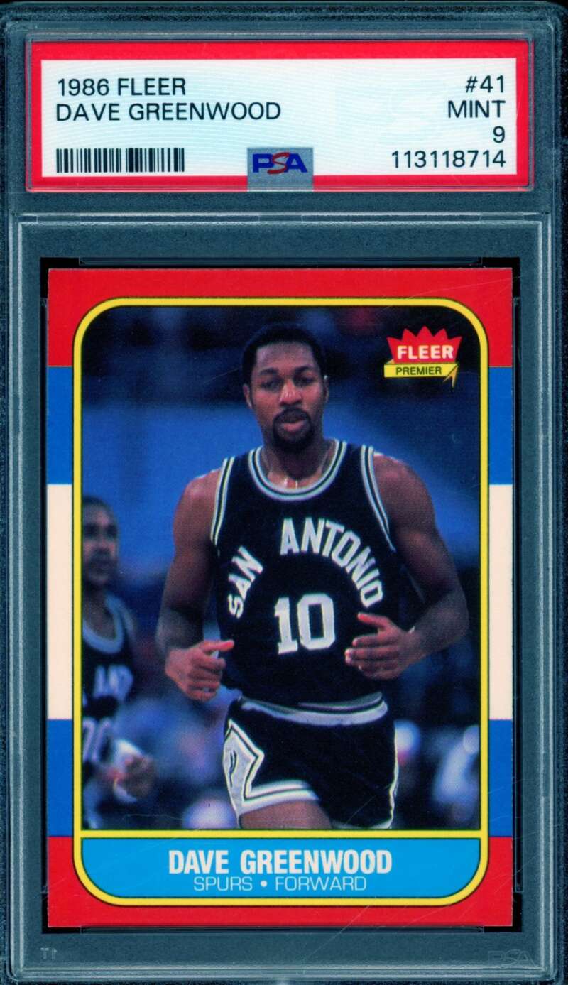 Dave Greenwood Card 1986-87 Fleer #41 PSA 9 Image 1