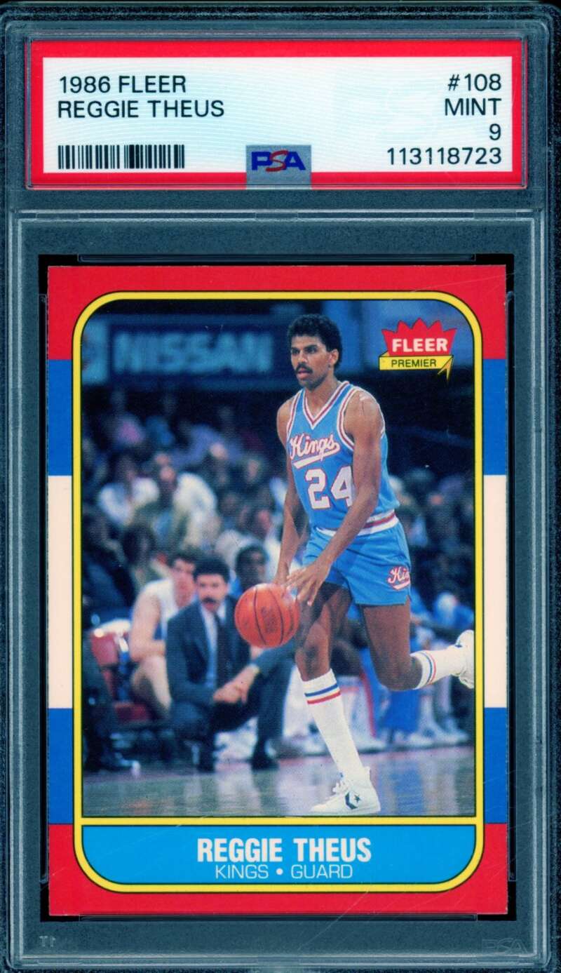Reggie Theus Card 1986-87 Fleer #108 PSA 9 Image 1