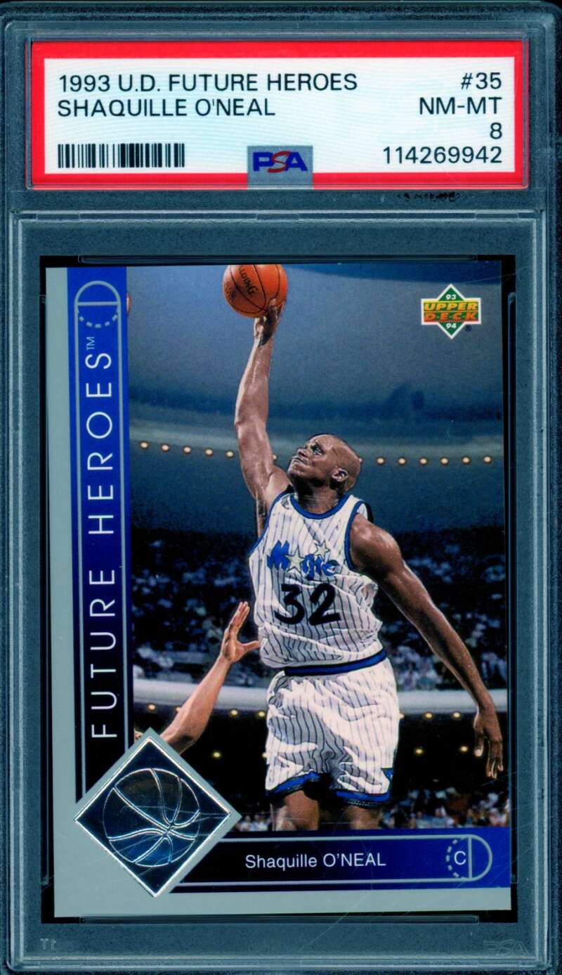 Shaquille O'Neal Card 1993-94 U.D. Future Heroes #35 PSA 8 Image 1