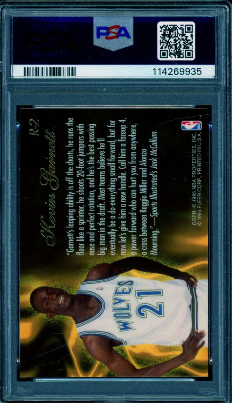 Kevin Garnett Rookie Card 1995-96 Flair #R-2 PSA 8 Image 2