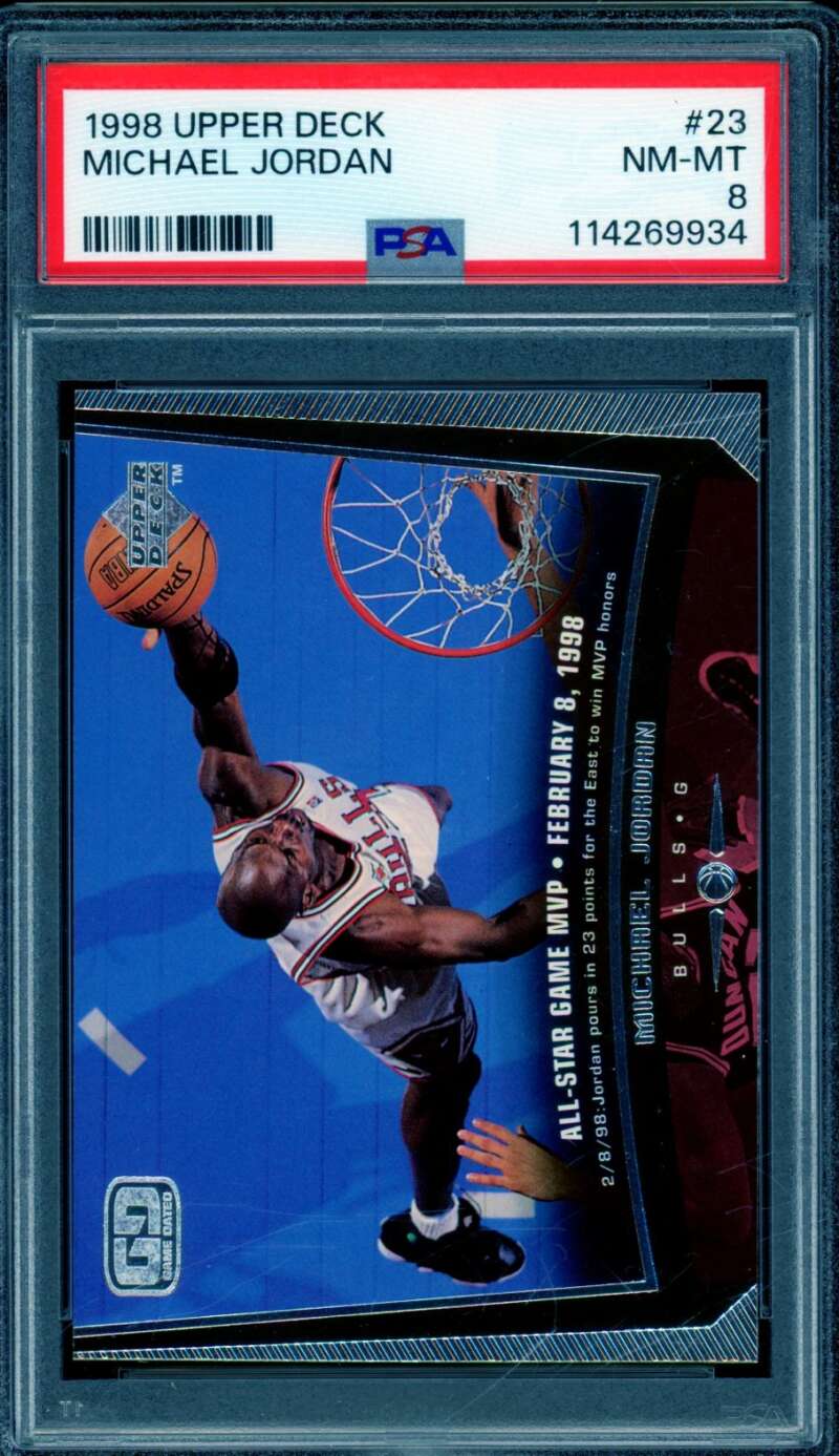 Michael Jordan Card 1998-99 Upper Deck #23 PSA 8 Image 1
