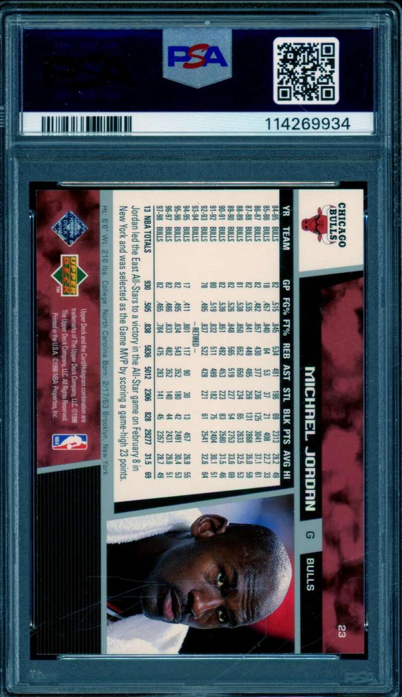 Michael Jordan Card 1998-99 Upper Deck #23 PSA 8 Image 2