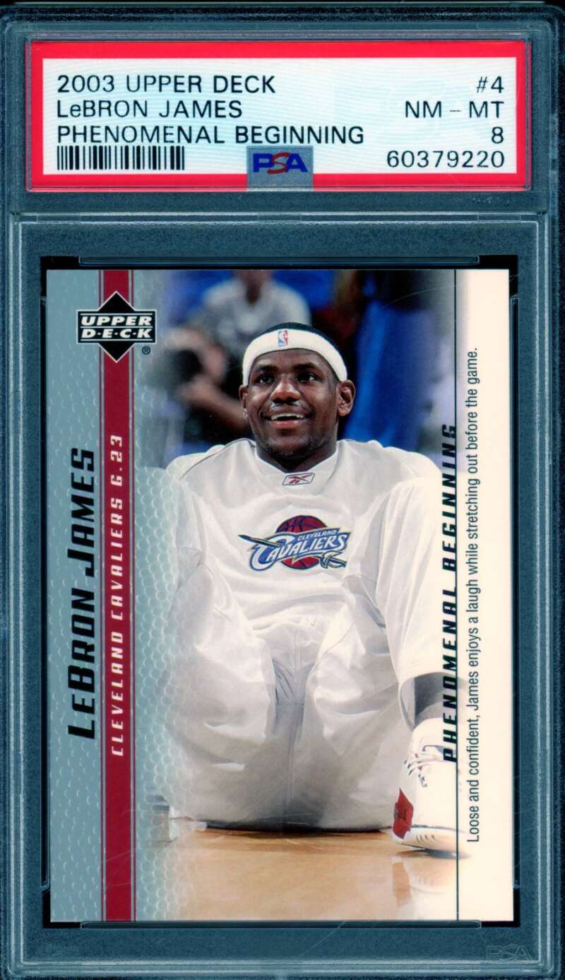 LeBron James Rookie Card 2003-04 Upper Deck Phenomenal Beginning #4 PSA 8 Image 1