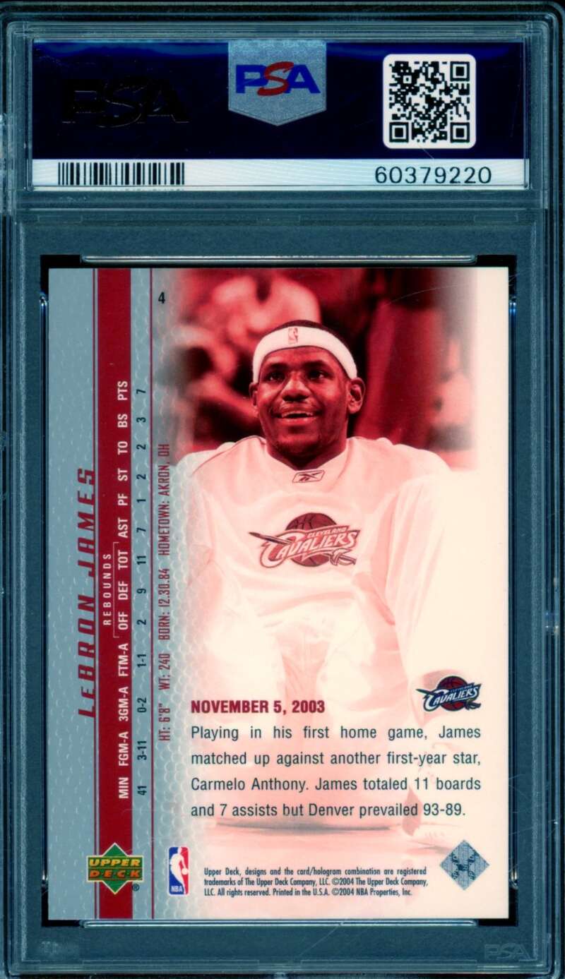 LeBron James Rookie Card 2003-04 Upper Deck Phenomenal Beginning #4 PSA 8 Image 2