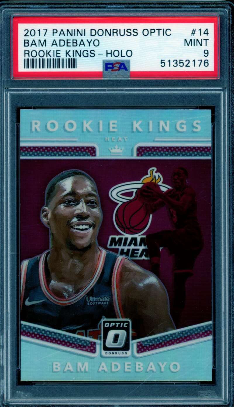 Bam Adebayo Rookie Card 2017-18 Panini Donruss Optic Rookie Kings Holo #14 PSA 9 Image 1