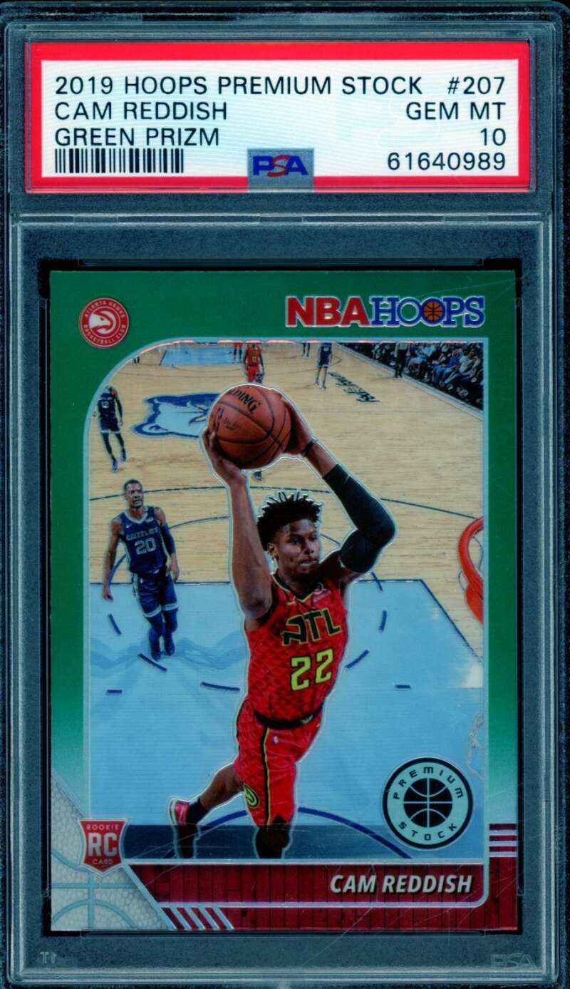 Cam Reddish Rookie Card 2019-20 Hoops Premium Stock Green Prizm #207 PSA 10 Image 1