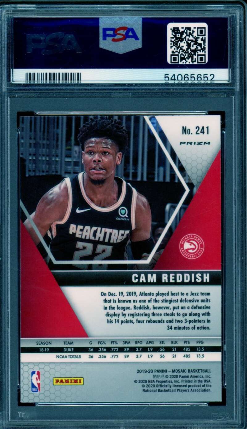 Cam Reddish Rookie Card 2019-20 Panini Mosaic Reactive Blue #241 PSA 10 Image 2