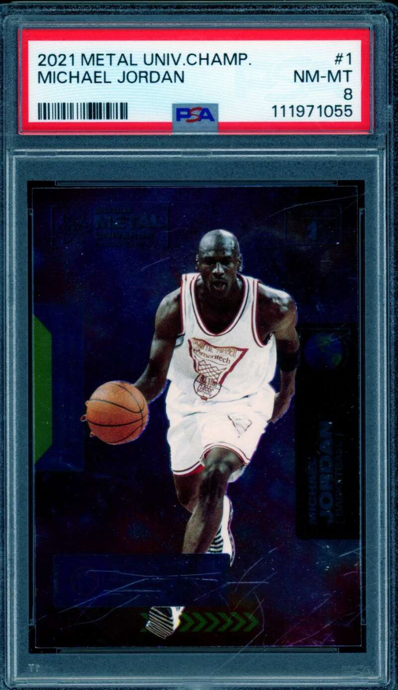 Michael Jordan Card 2021-22 Metal Universe Championship #1 PSA 8 Image 1
