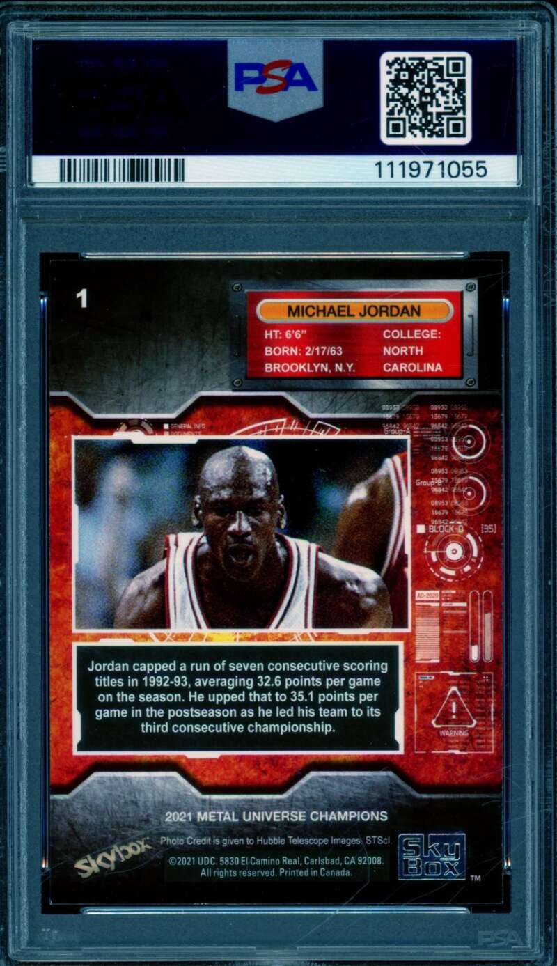 Michael Jordan Card 2021-22 Metal Universe Championship #1 PSA 8 Image 2