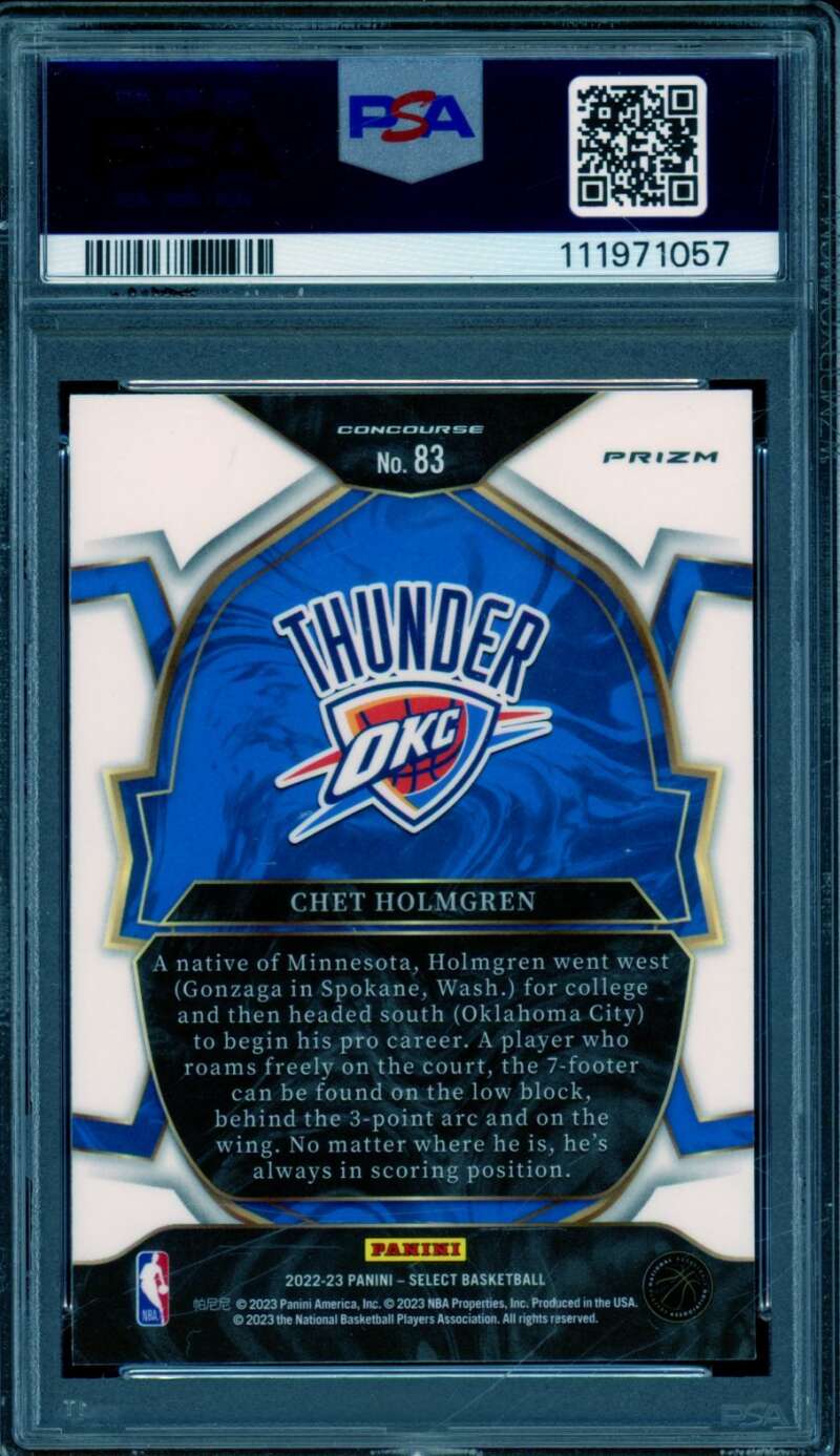 Chet Holmgren Rookie Card 2022-23 Select Green/White/Purple #83 PSA 10 Image 2