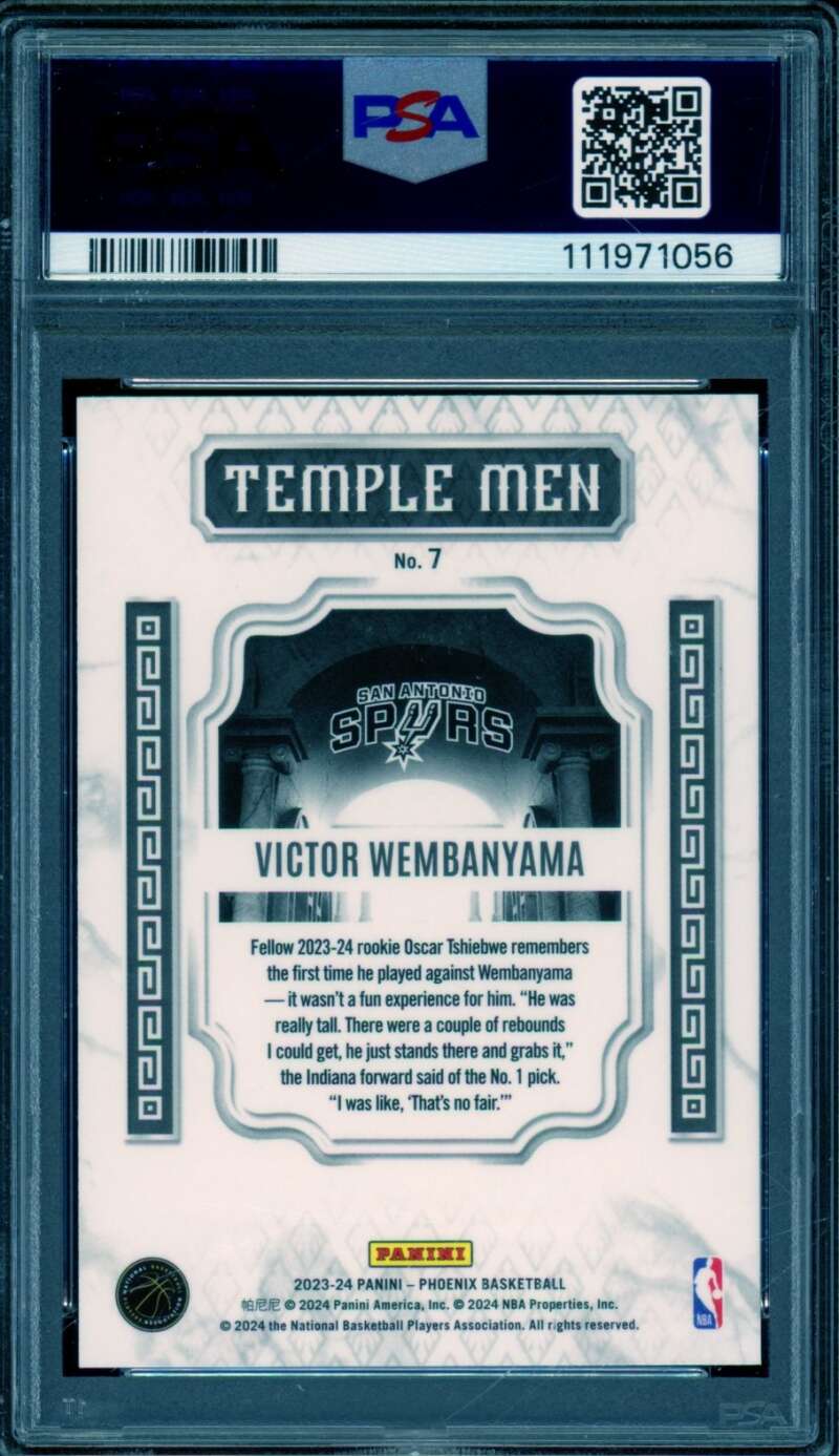 Victor Wembanyama Rookie Card 2023-24 Phoenix Temple Men #7 PSA 10 Image 2