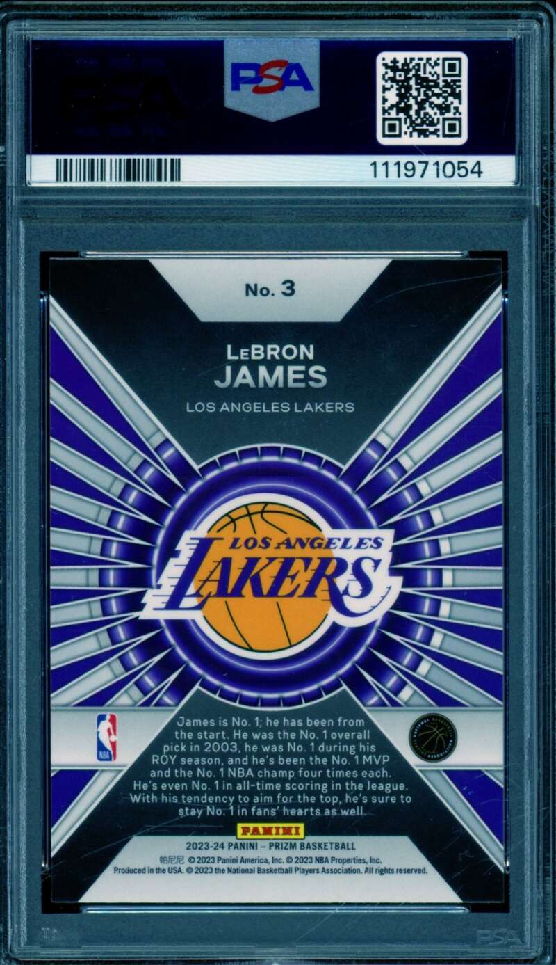 LeBron James Card 2023-24 Prizm Dominance #3 PSA 9 Image 2