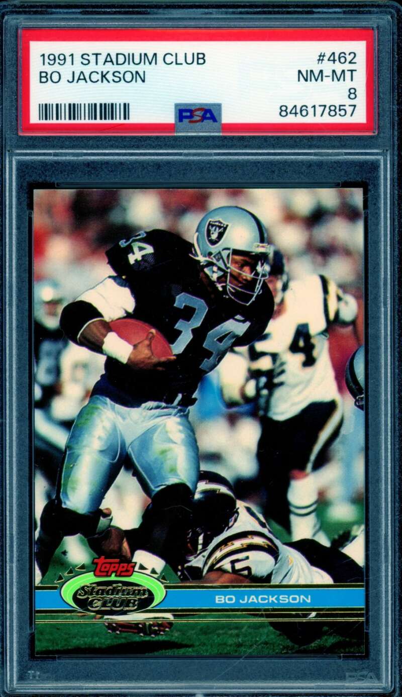 Bo Jackson Card 1991 Stadium Club #462 PSA 8 Image 1