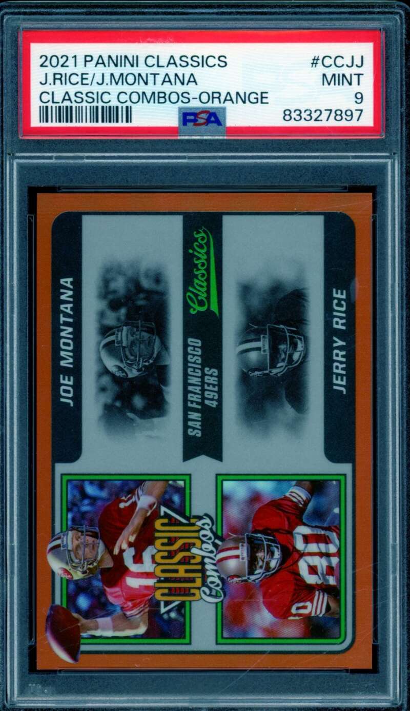 Joe Montana/Jerry Rice 2021 Classics Classic Combos Orange (5/10) #Ccjj PSA 9 Image 1