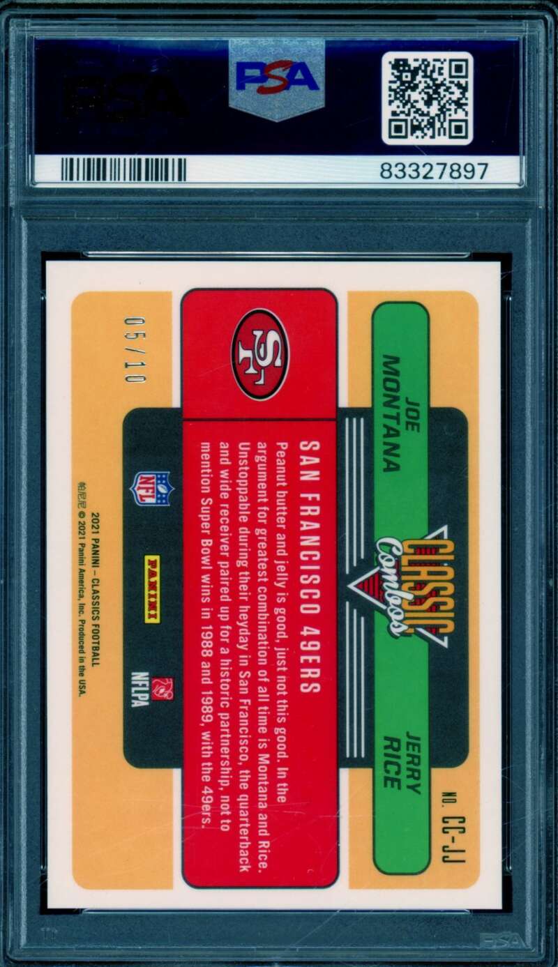 Joe Montana/Jerry Rice 2021 Classics Classic Combos Orange (5/10) #Ccjj PSA 9 Image 2