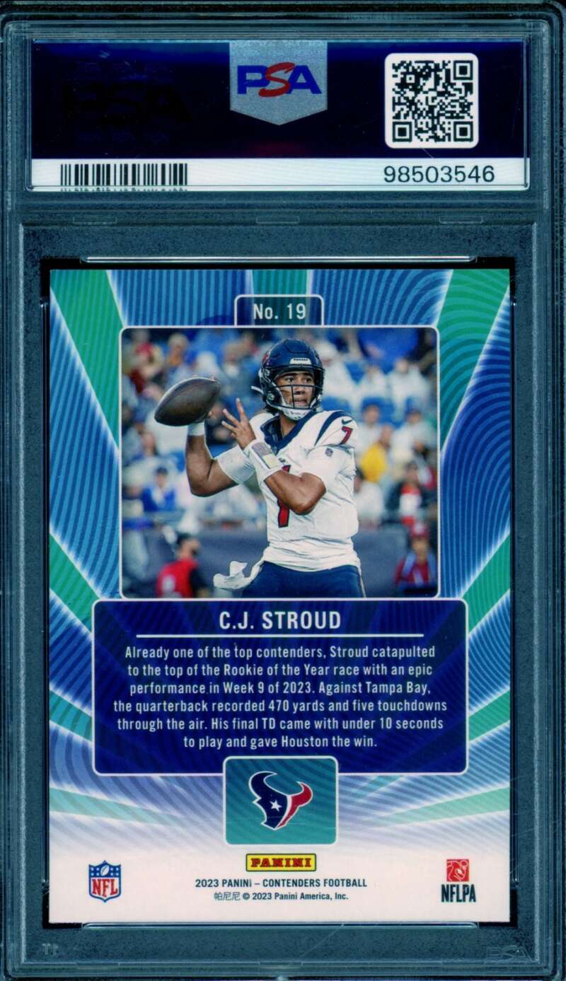 C.J. Stroud Rookie Card 2023 Contenders Winning Ticket #19 PSA 10 Image 2