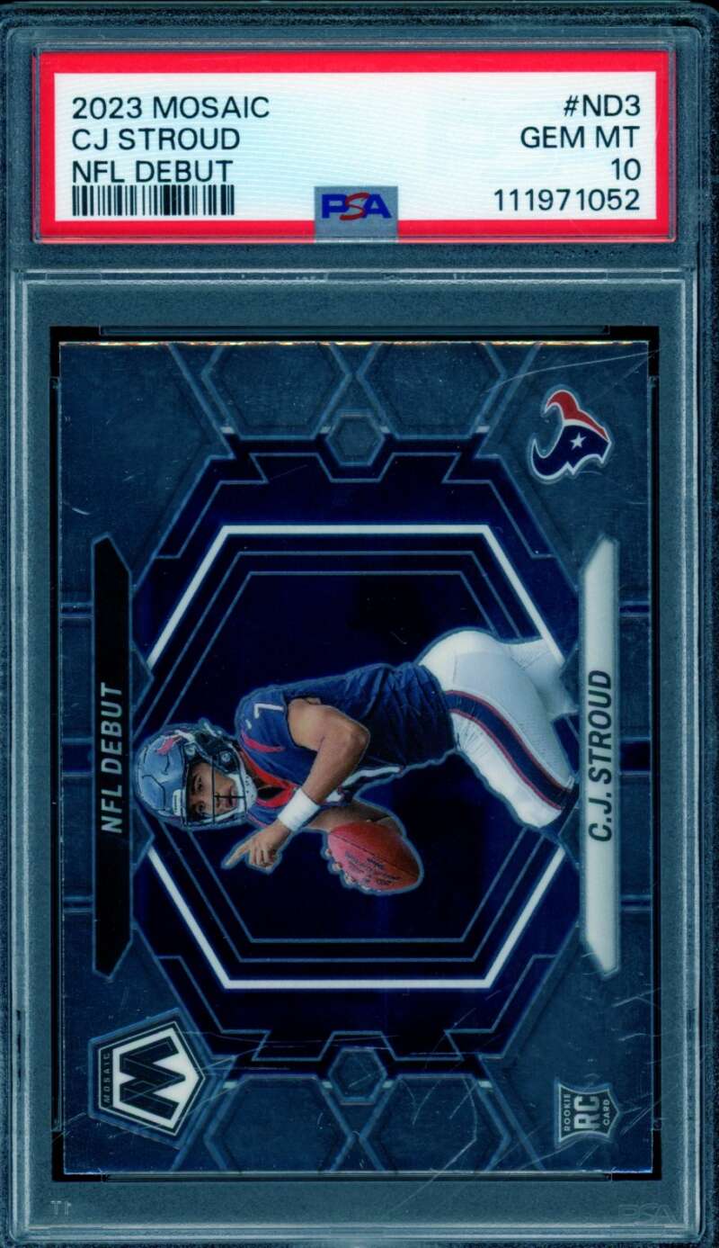 C.J. Stroud Rookie Card 2023 Mosaic NFL Debut #ND3 PSA 10 Image 1
