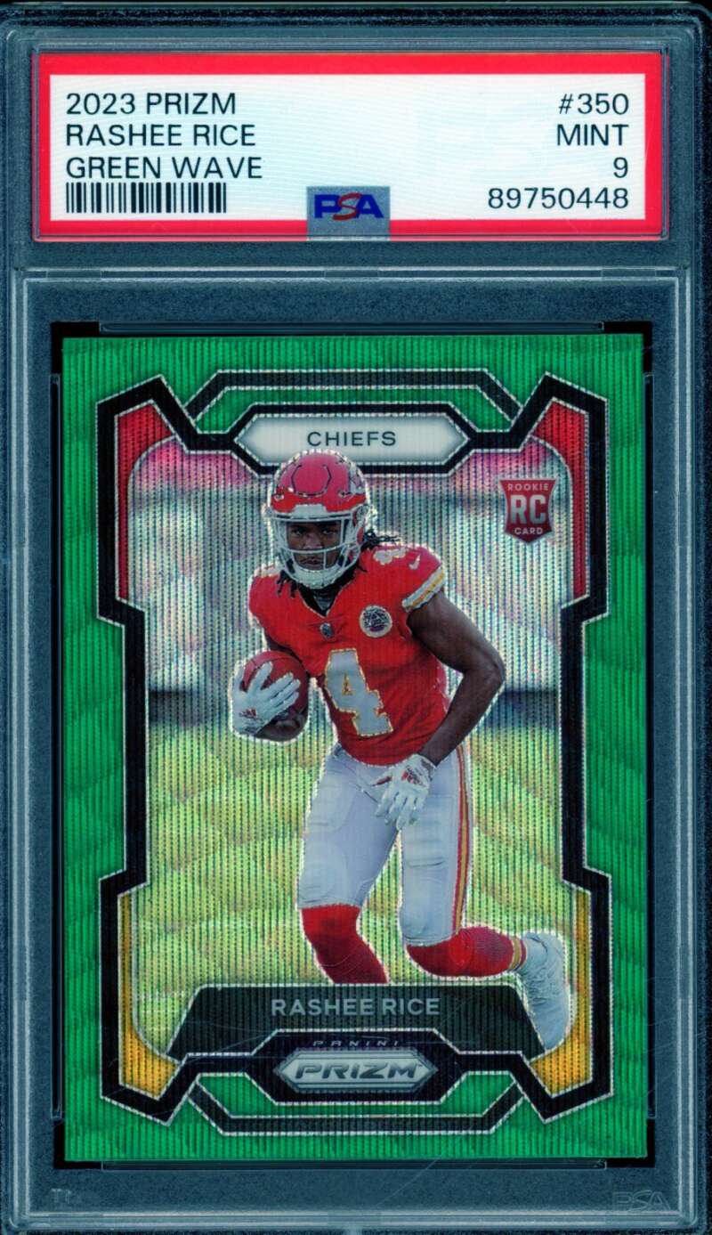 Rashee Rice Rookie Card 2023 Prizm Green Wave #350 PSA 9 Image 1
