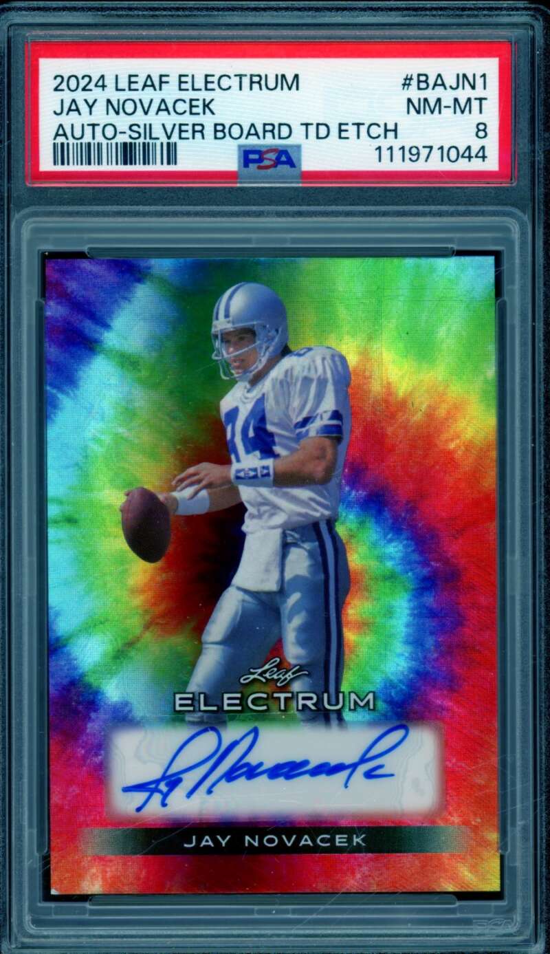 Jay Novacek 2024 Leaf Electrum Auto Silver Board TD Etch (8/9) #Bajn1 PSA 8 Image 1