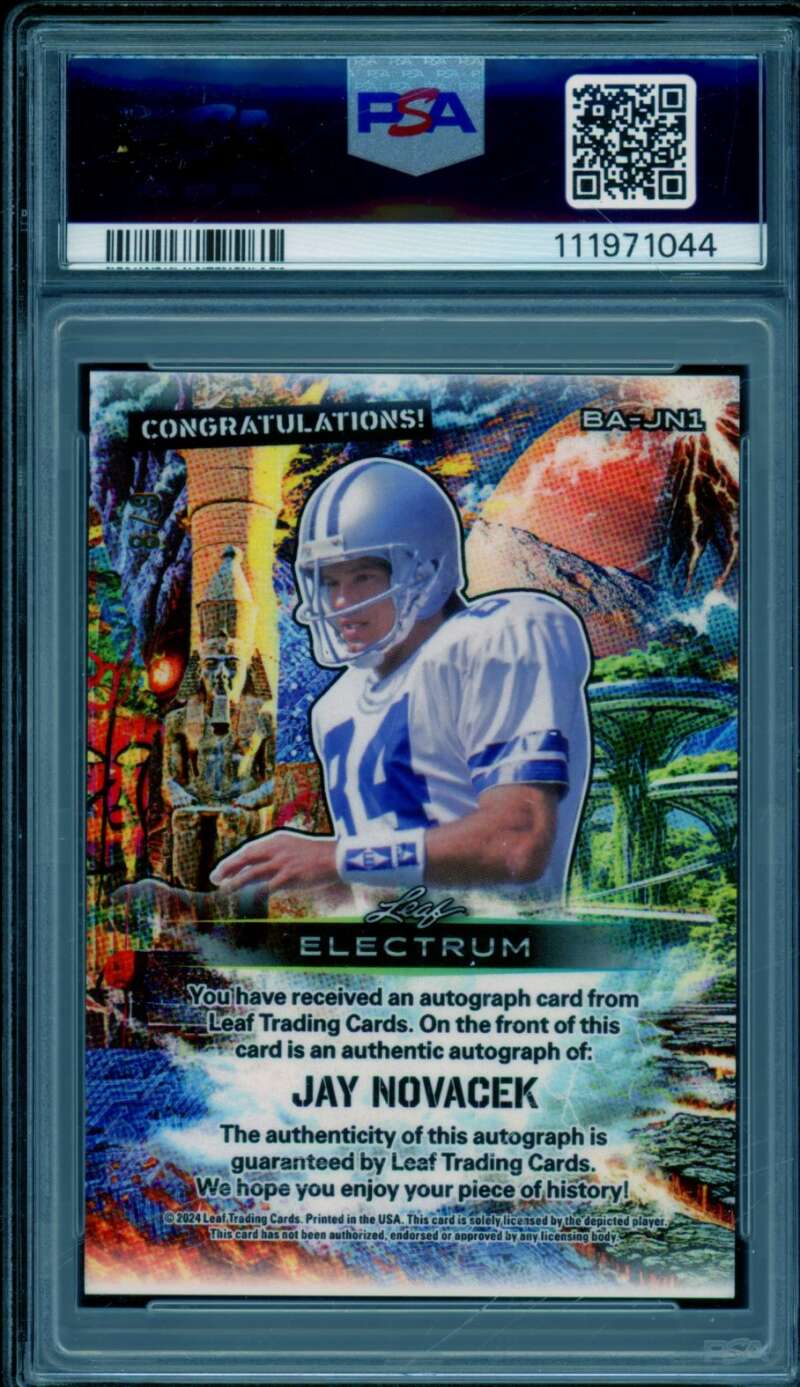 Jay Novacek 2024 Leaf Electrum Auto Silver Board TD Etch (8/9) #Bajn1 PSA 8 Image 2