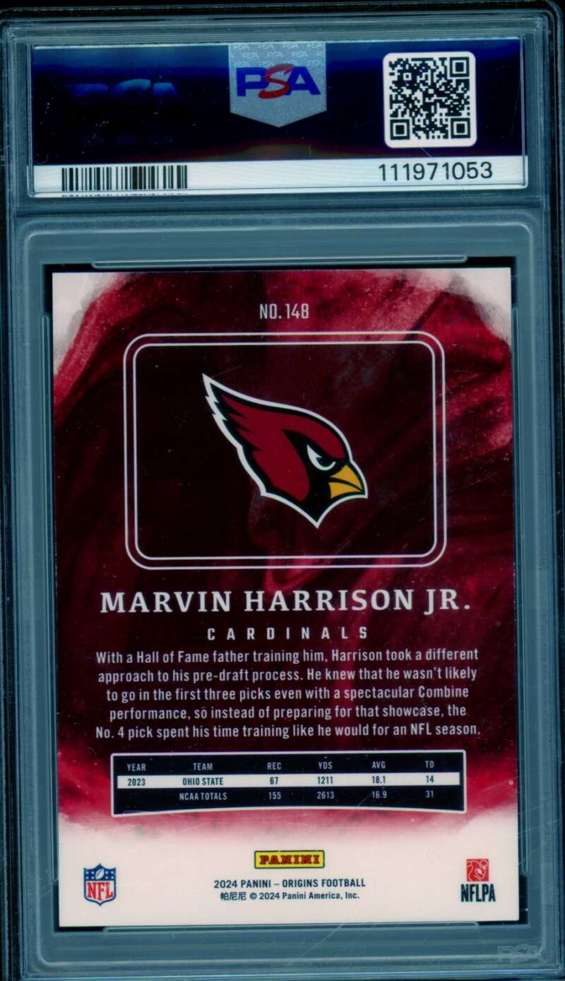 Marvin Harrison Jr. Rookie Card 2024 Origins #148 PSA 9 Image 2
