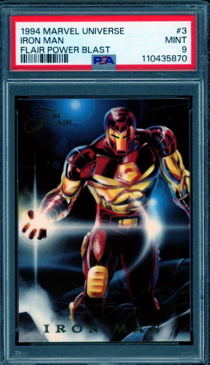 Iron Man Card 1994 Marvel Universe Flair Power Blast #3 PSA 9 Image 1