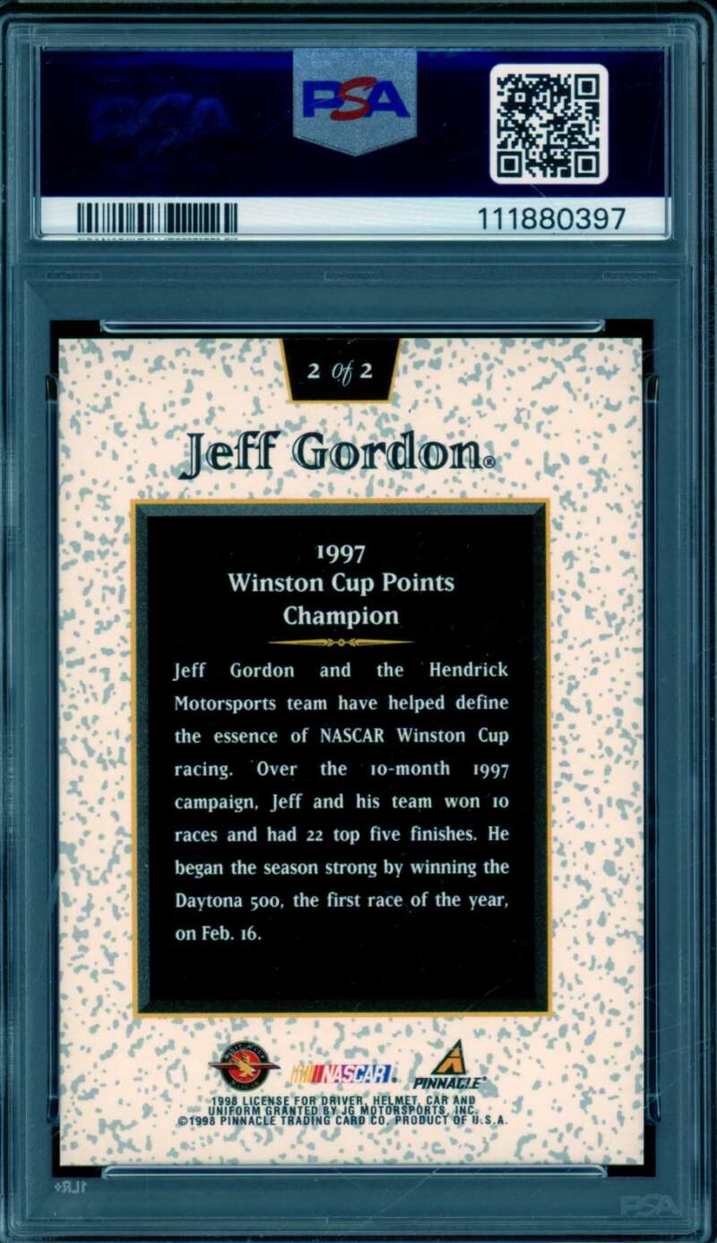 Jeff Gordon Card 1998 Pinnacle Mint Championship Mint (pop 1) #2 PSA 8 Image 2