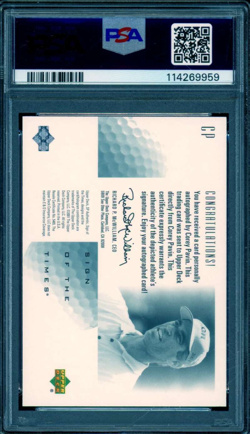Corey Pavin Card 2001 SP Authentic Sign Of Times (pop 5) #CP PSA 9 Image 2