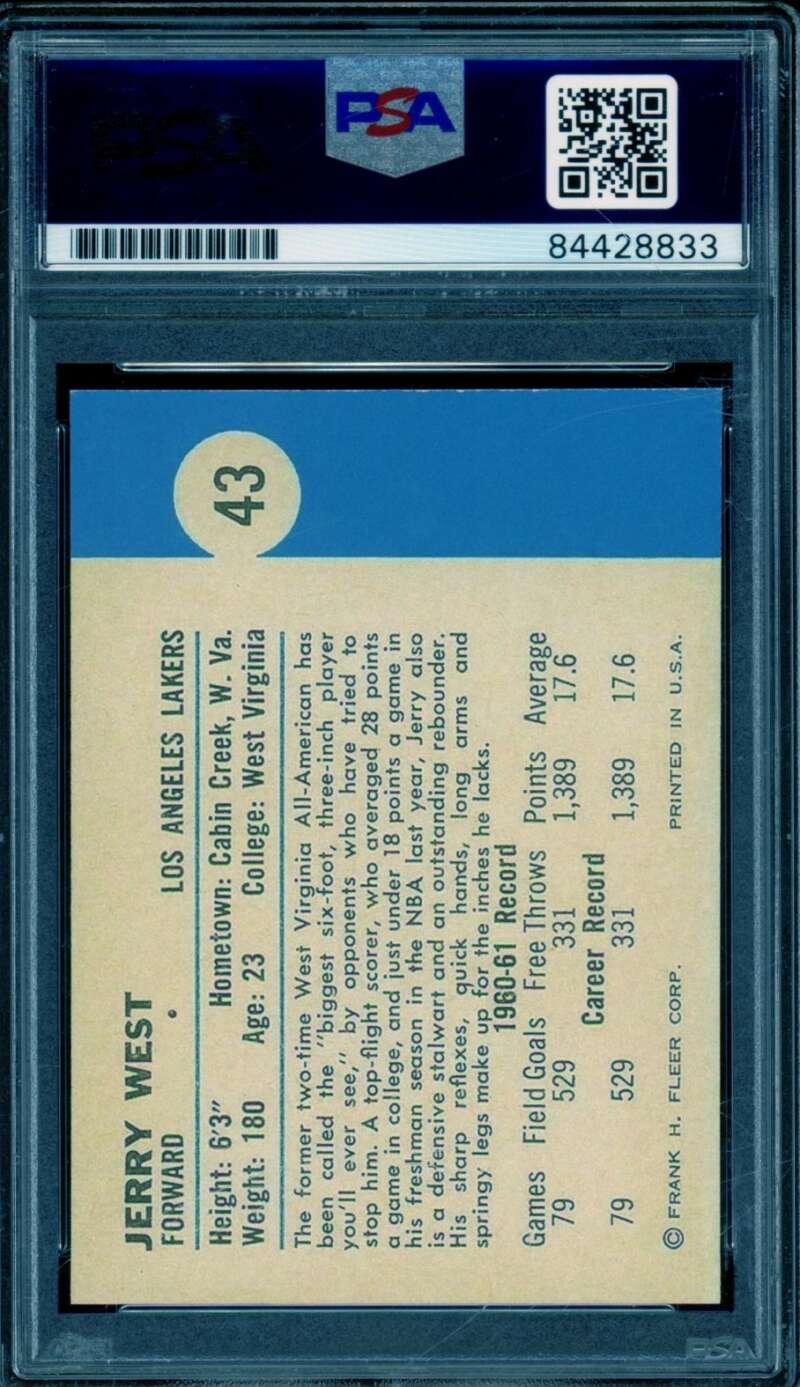 Jerry West Card 1974-75 Reprint Autograph #nno PSA/DNA Certified Auto 10 Image 2