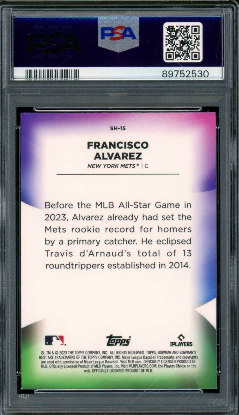 Francisco Alvarez Rookie 2023 Bowman's Best Shellacked Mini Diamond #SH15 PSA 9 Image 2