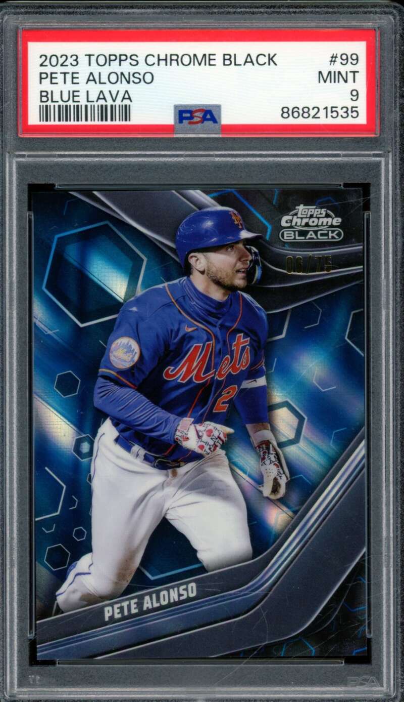 Pete Alonso Card 2023 Topps Chrome Black Blue Lava (pop 2) #99 PSA 9 Image 1