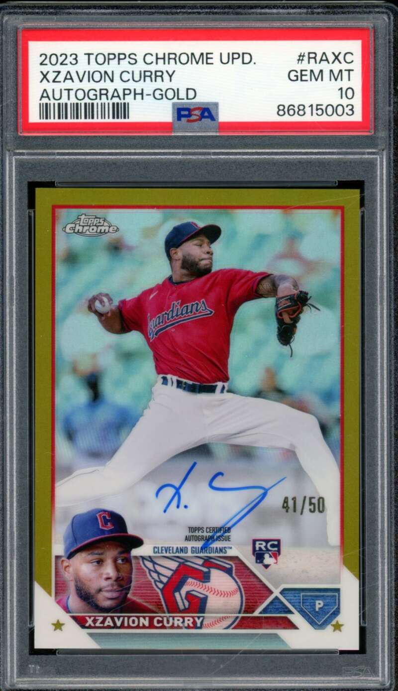 Xzavion Curry Rookie Card 2023 Topps Chrome Update Autograph Gold #RAXC PSA 10 Image 1