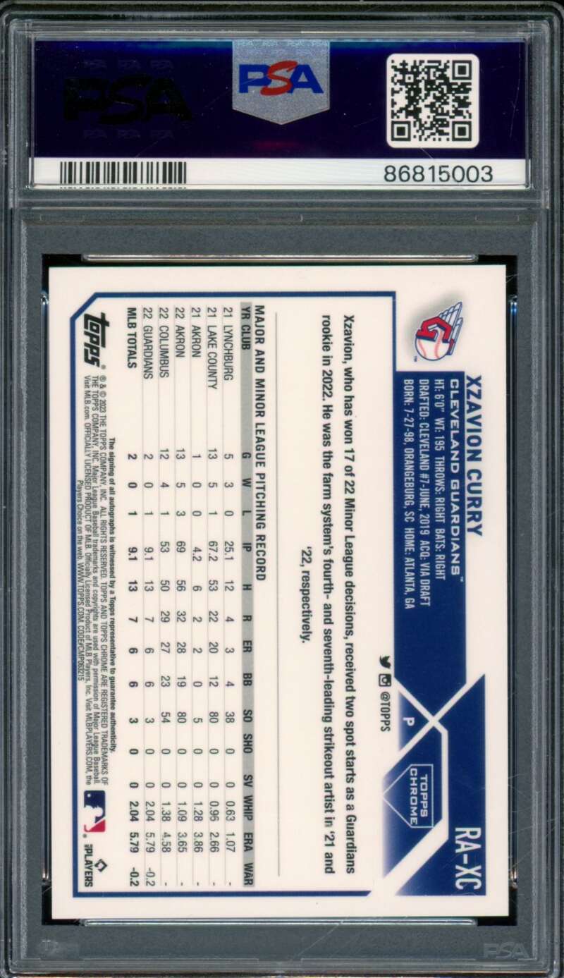 Xzavion Curry Rookie Card 2023 Topps Chrome Update Autograph Gold #RAXC PSA 10 Image 2