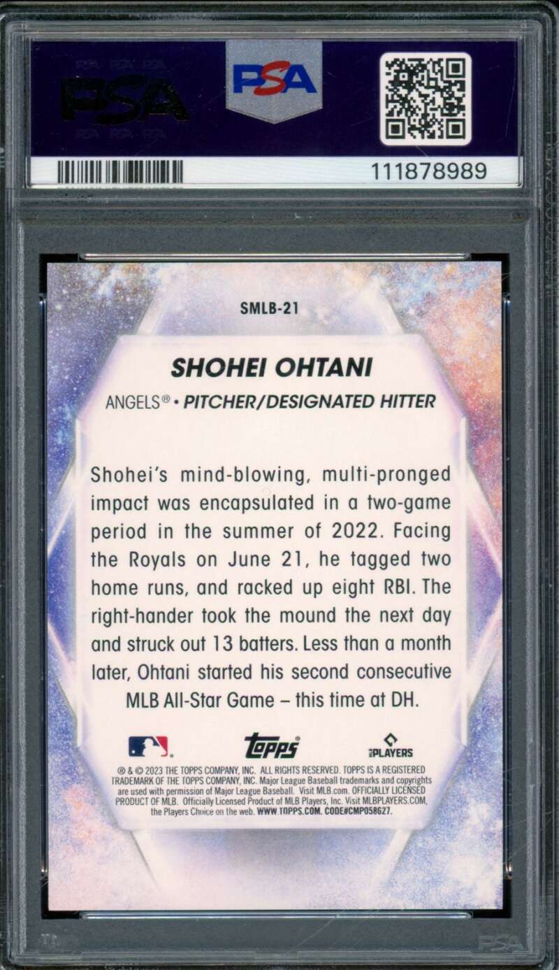 Shohei Ohtani Card 2023 Topps Stars Of MLB #Smlb21 PSA 10 Image 2
