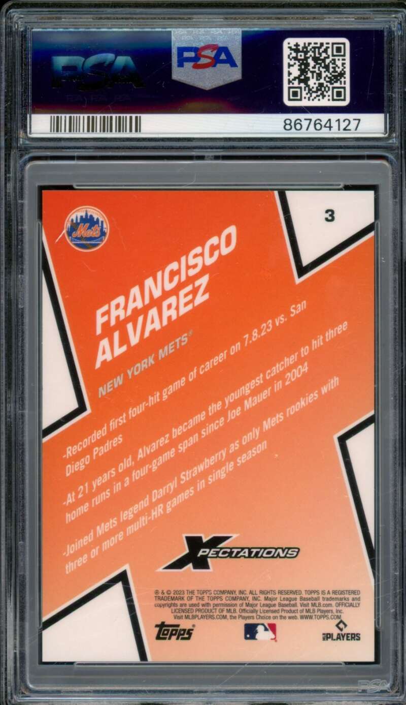 Francisco Alvarez Card 2023 Topps Xpectations (pop 1) #3 PSA 9 Image 2