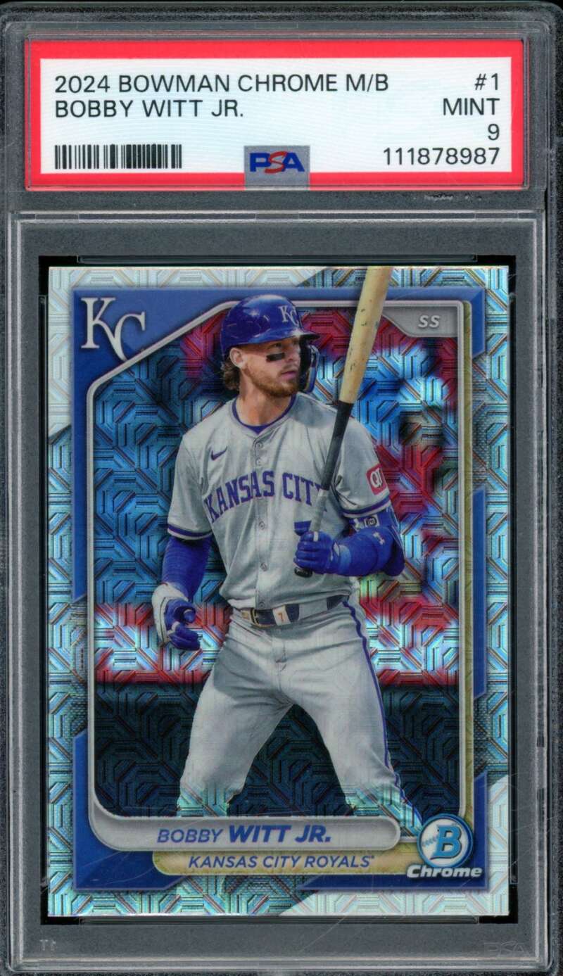 Bobby Witt Jr. Card 2024 Bowman Chrome M/B #1 PSA 9 Image 1