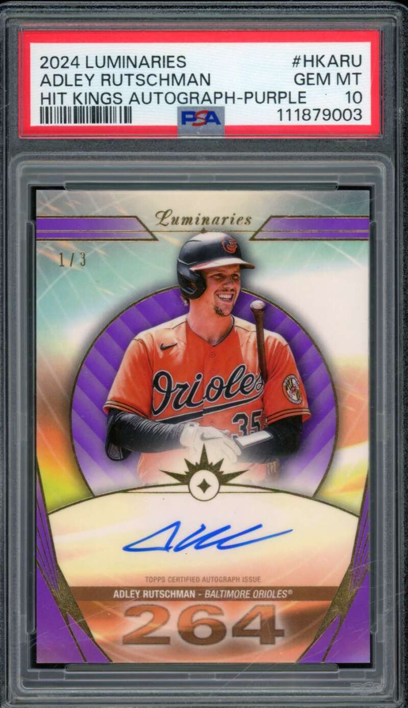 Adley Rutschman Card 2024 Luminaries Hit Kings Autograph Purple (1/3) PSA 10 Image 1