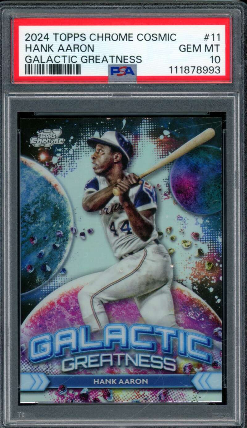 Hank Aaron Card 2024 Topps Chrome Cosmic Glasactic Greatness (pop 5) #11 PSA 10 Image 1