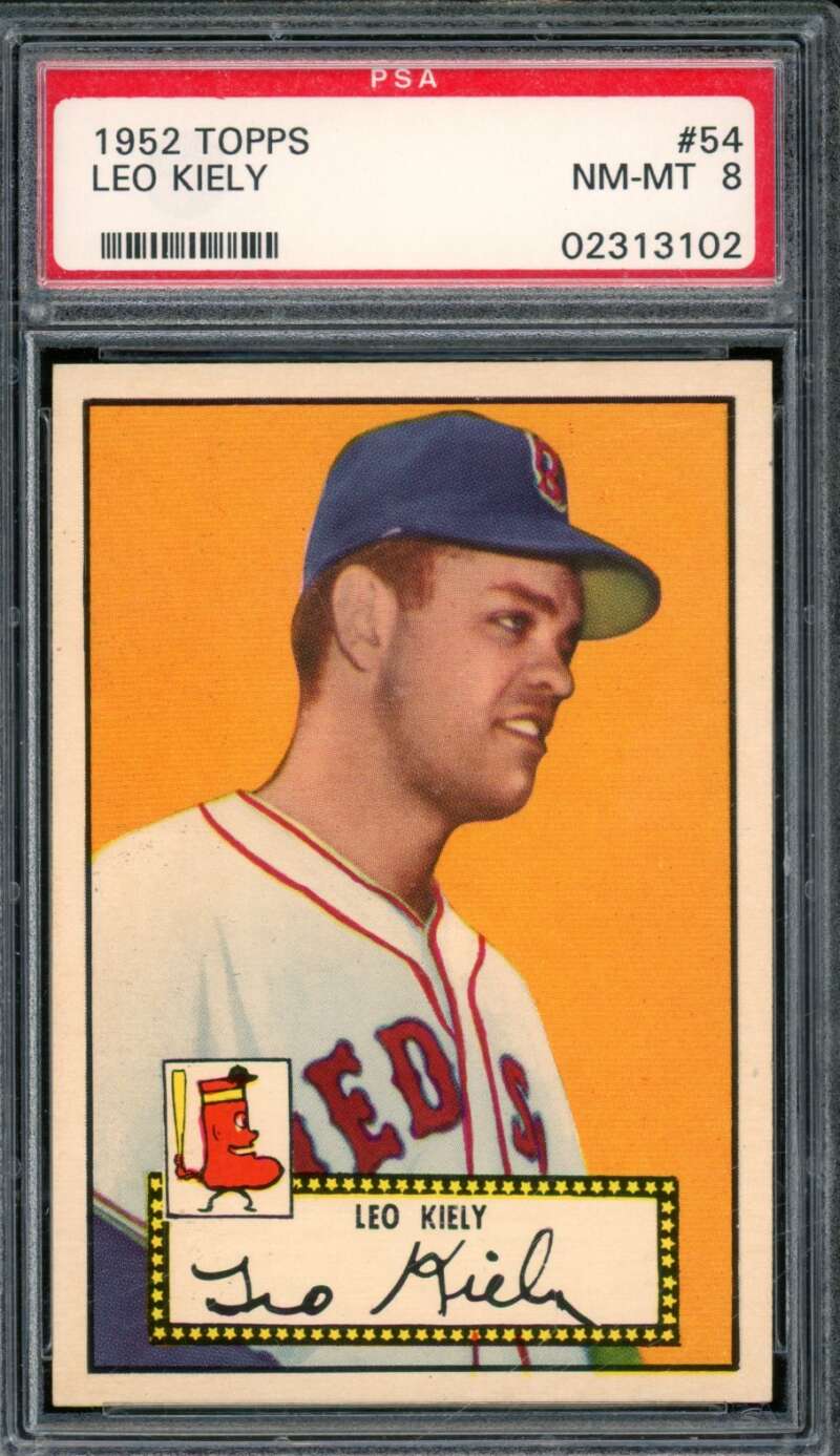 Leo Kiely Card 1952 Topps #54 PSA 8 Image 1