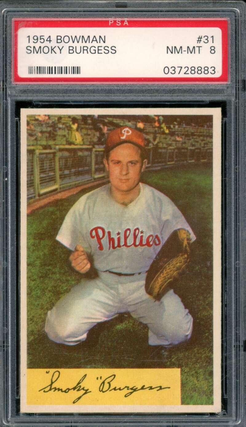 Smoky Burgess Card 1954 Bowman #31 PSA 8 Image 1