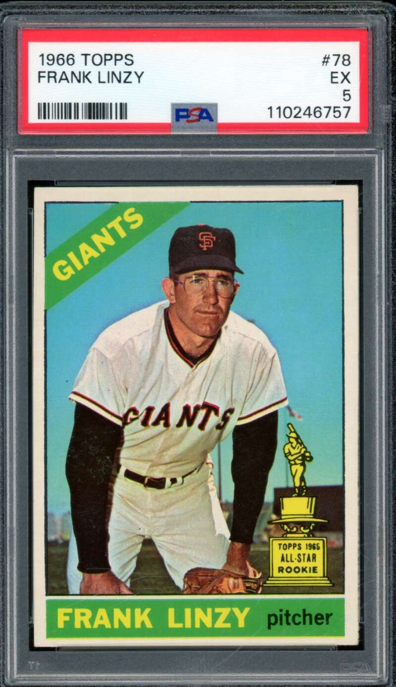 Frank Linzy Card 1966 Topps #78 PSA 5 Image 1