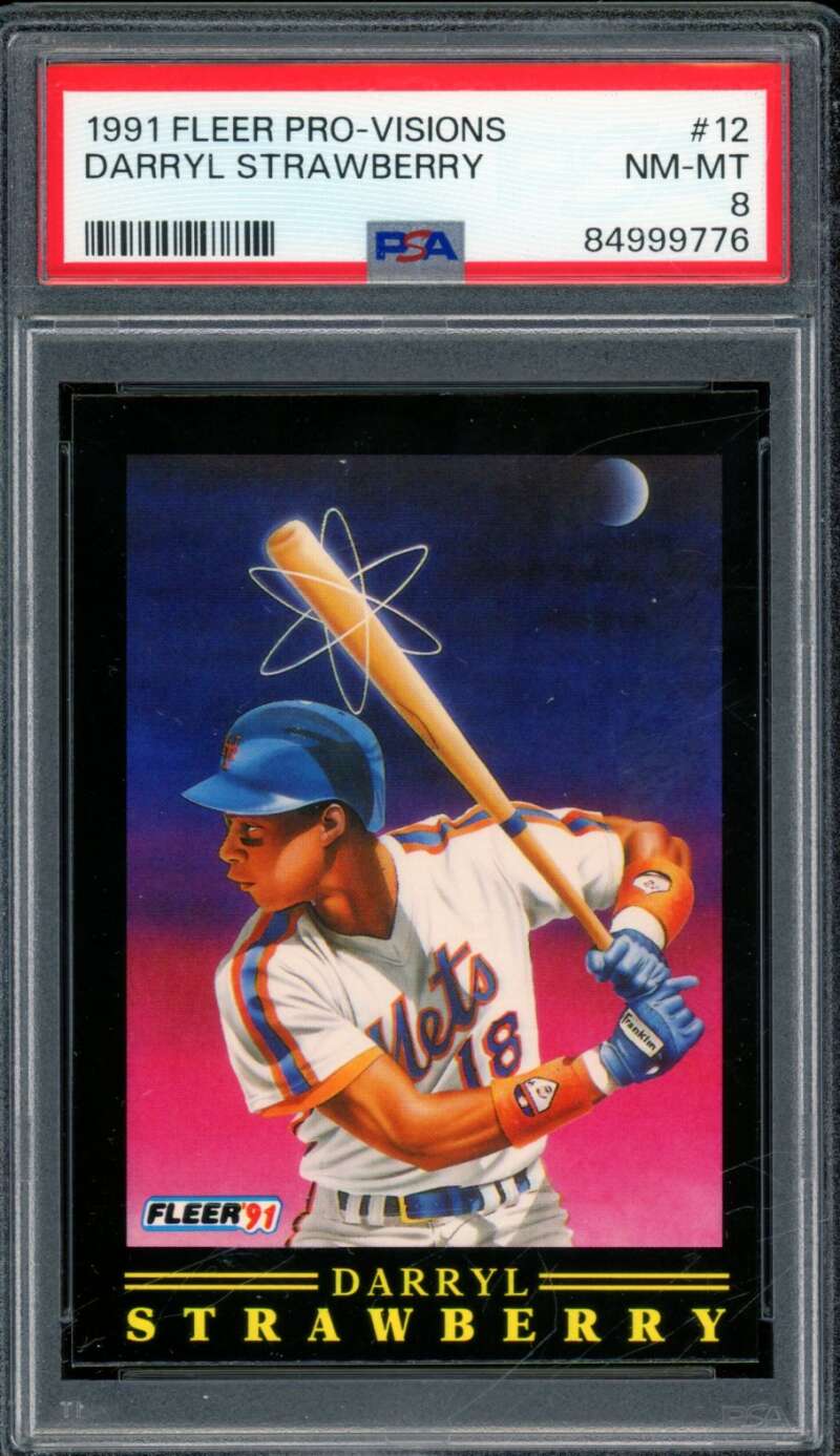 Darryl Strawberry Card 1991 Fleer Pro-Visions #12 PSA 8 Image 1