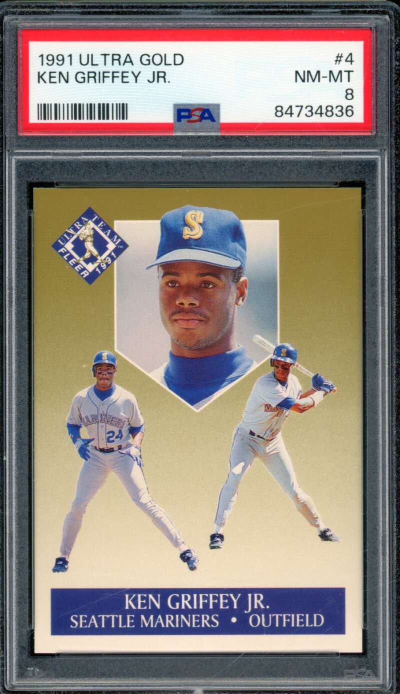 Ken Griffey Jr. Card 1991 Ultra Gold #4 PSA 8 Image 1